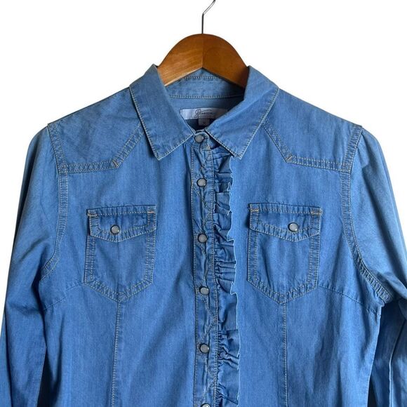 3 for $30! Jessica denim snap button shirt. Size 10 - Picture 2 of 7